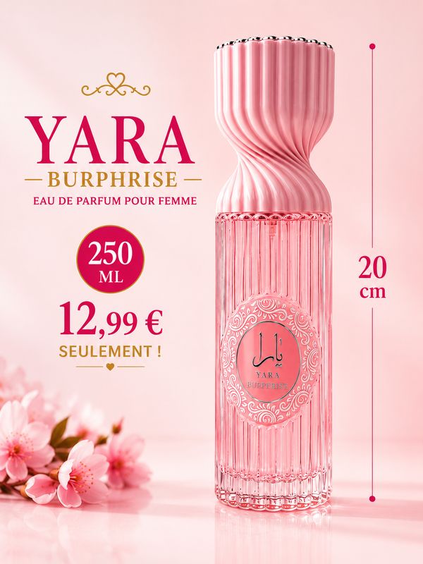 Yara Burphrise brume Eau de Parfum Femme 250 ml – Parfum Gourmand Vanille & Musc