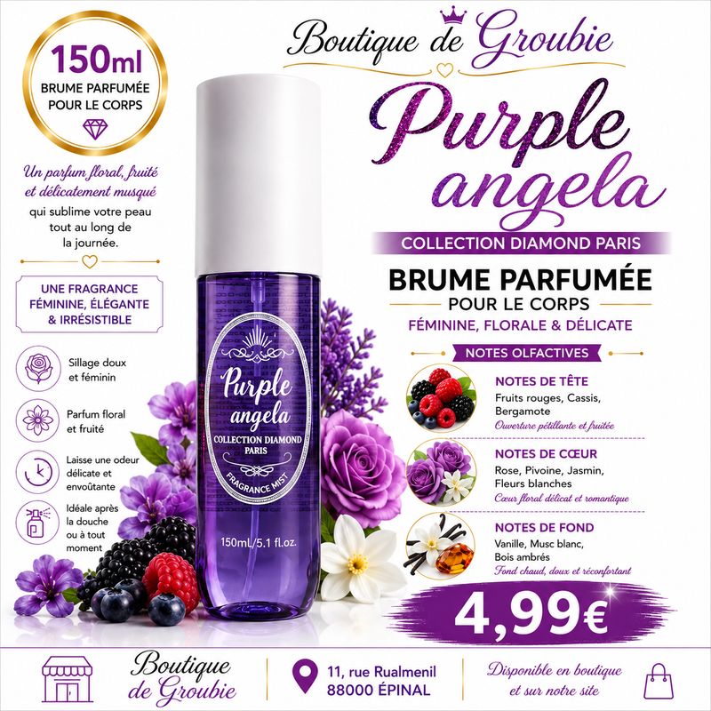 Brume parfumée Purple Angela 150 ml – Collection Diamond Paris
