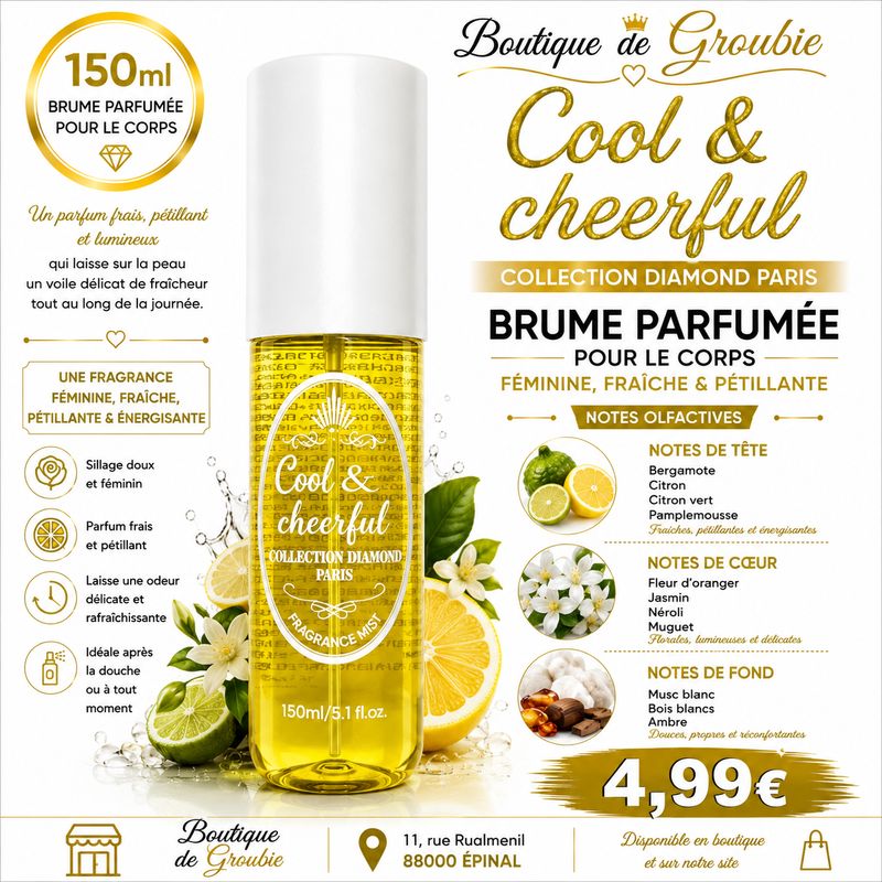 Brume parfumée pour le corps Cool & Cheerful 150 ml – Collection Diamond Paris