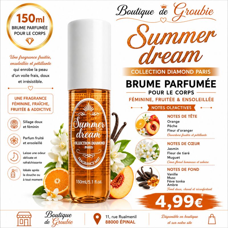 Summer Dream – Brume Parfumée pour le Corps 150 ml | Collection Diamond Paris