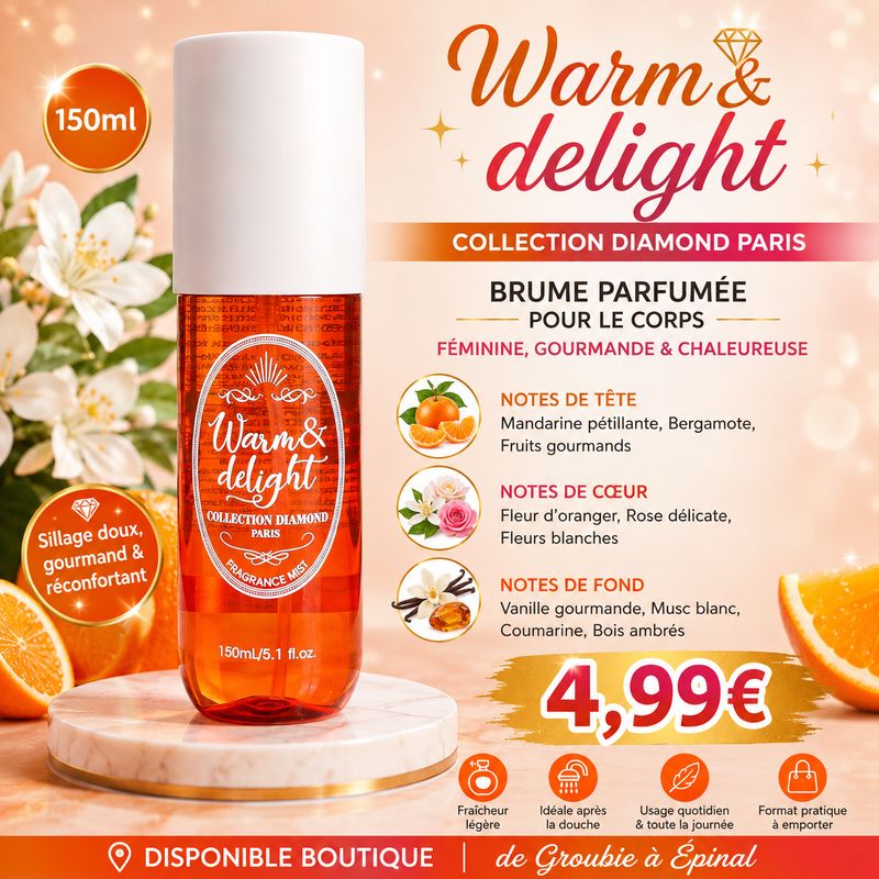 Warm & Delight – Brume Parfumée Femme 150 ml | Collection Diamond Paris