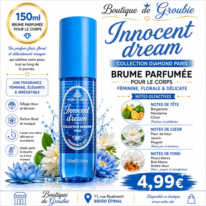 Brume parfumée pour le corps Innocent Dream 150 ml – Collection Diamond Paris