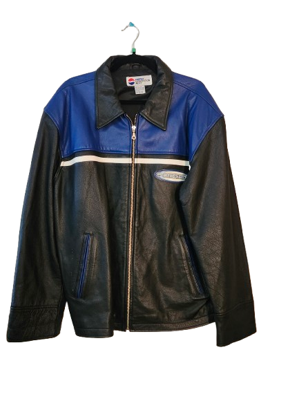 Pepsi Leather Jacket Black &amp; Blue Men&#39;s XL