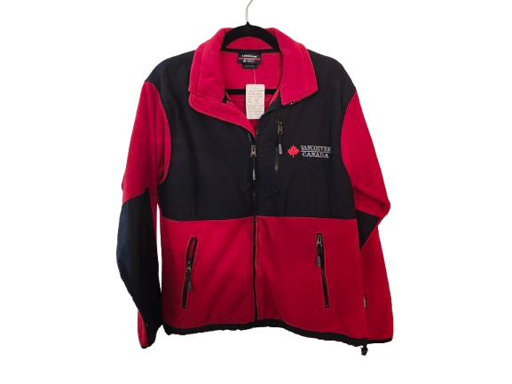 Fleece Jacket &quot;Vancouver Canada&quot; Black &amp; Red Men&#39;s Small