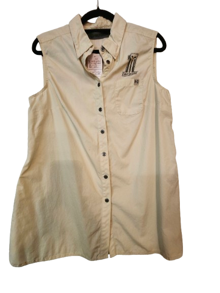 HD Ladies Button-Down Vest Shirt White M