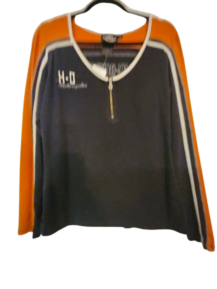 HD Ladies Long-Sleeve zipper Orange/Black Top M