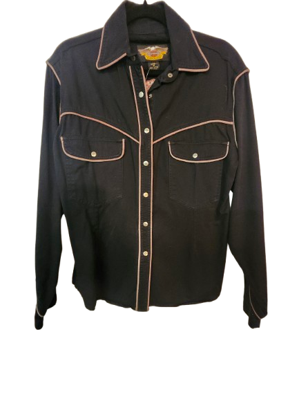 HD Woman&#39;s Long Sleeve Button-up Shirt Black M