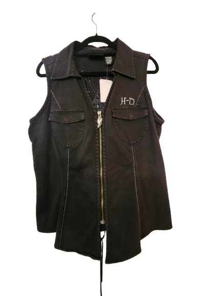 HD Full Zipper Woman&#39;s Vest Black L