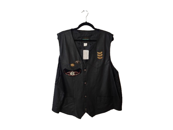 HD Black Leather Vest 3XL