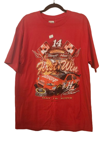 NASCAR #14 Tony Stewart First Win Stuart Haas Racing Red Tee L