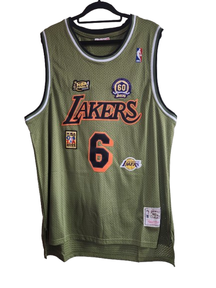 NBA #6 James Khaki Green Jersey 2XL