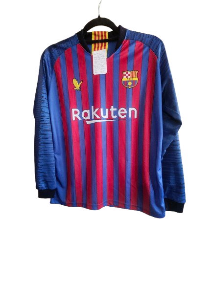 Soccer #10 Messi Rakuten Long-Sleeve Jersey Blue/Red Small