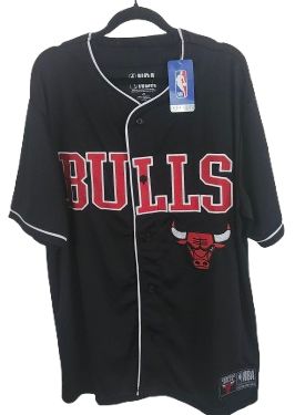 Chicago Bulls Black Button-Up Jersey Large – NBA Baseball Style (NEW With Tags)