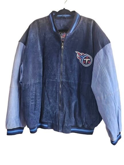 NFL Tennessee Titans Jacket Blue Navy Blue Suede Jacket 2XL