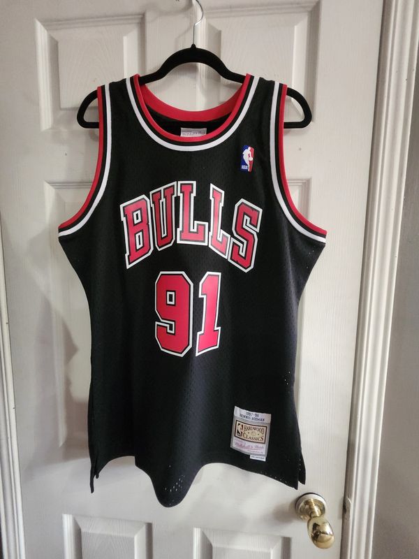 NBA #91 Rodman Chicago Bulls Black Jersey L