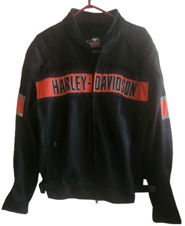Harley-Davidson Jacket Black/Orange – Great Logo – Biker Style - Large
