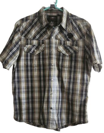 Harley-Davidson Plaid Button-Up Shirt – Size Large – Biker Style