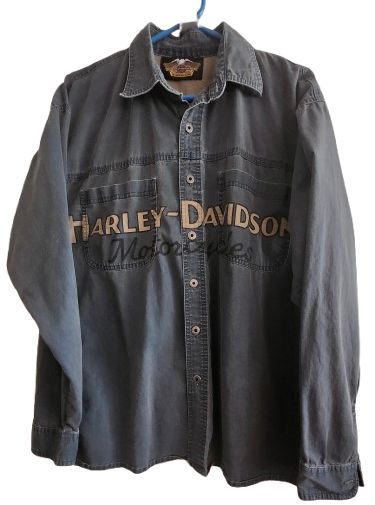 Harley-Davidson Denim Button-Up LS Shirt – Vintage Style – Size L