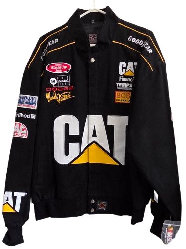 Vintage NASCAR JH Design #22 Burton CAT Black Jacket XL