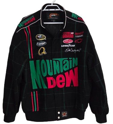 NASCAR Jeff Hamilton Dale Jr Mountain Dew Black Jacket Large
