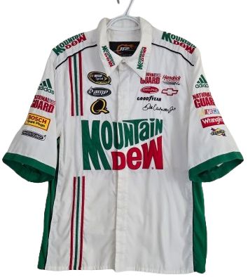 NASCAR #88 Dale Jr Mountain Dew White Crew Shirt Large