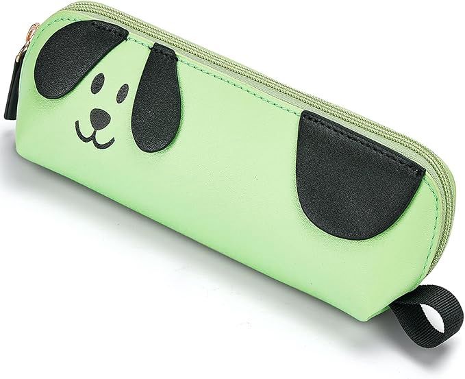 3D Dog Pencil Pouch -Cute Pencil Case - Durable TPU, Waterproof, Spacious School Supply Organizer for Kids, Teens, and Artists (Green)