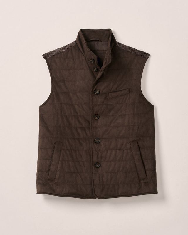 CORDE QUILTED FAUX SUEDE VEST