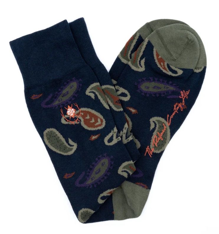 PAISLEY PERUVIAN PIMA-Navy-OS