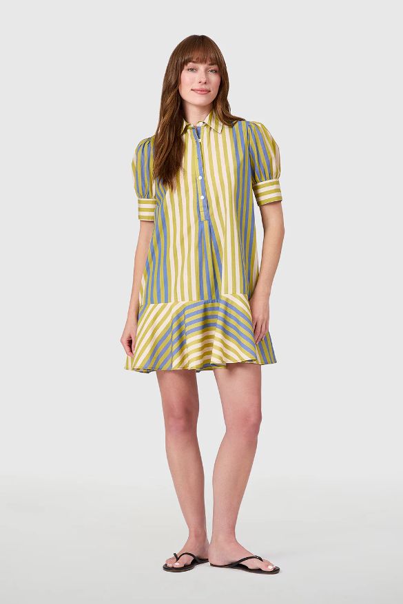 LIV DRESS - 3356070048, Color: Chartreuse Stripes, Size: XS