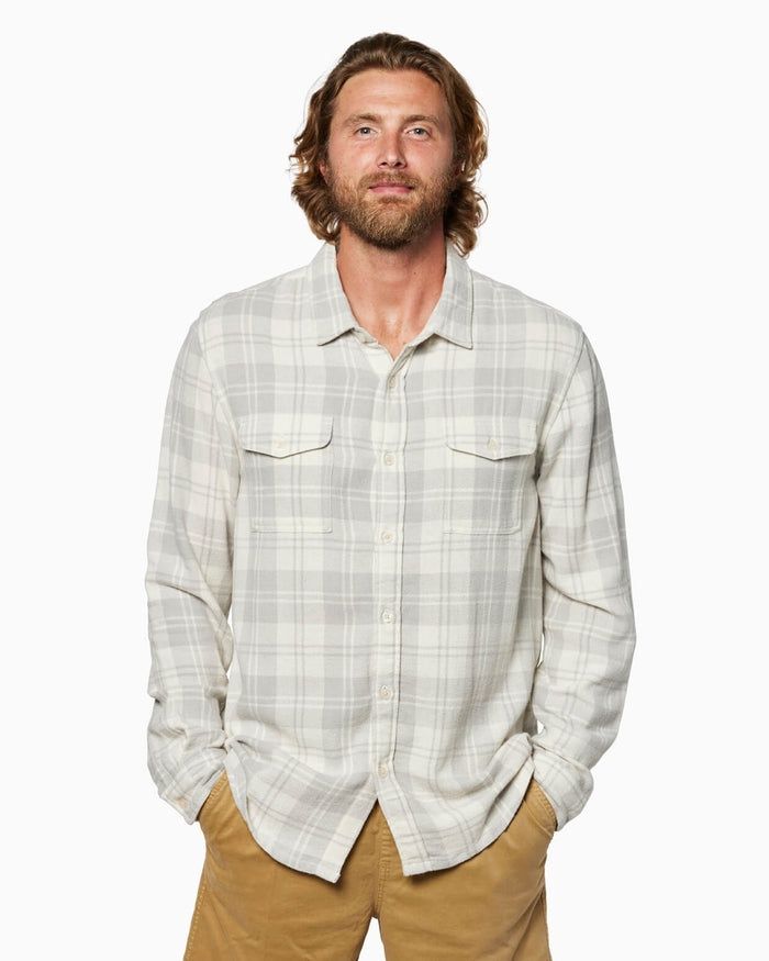 oakmont l/s  flannel shirt - TW1153, Color: white, Size: M
