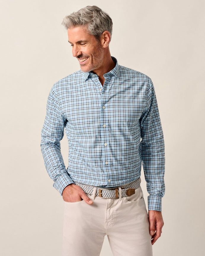 JADEN FEATHERWEIGHT PERFORMANCE BUTTON DOWN, Color: MALIBLU, Size: M