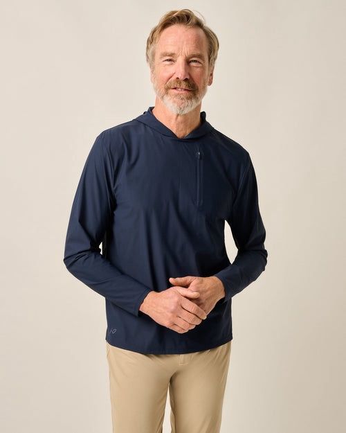 MAXWEL PERFORMANCE T-SHIRT HOODIE, Color: NAVY, Size: M