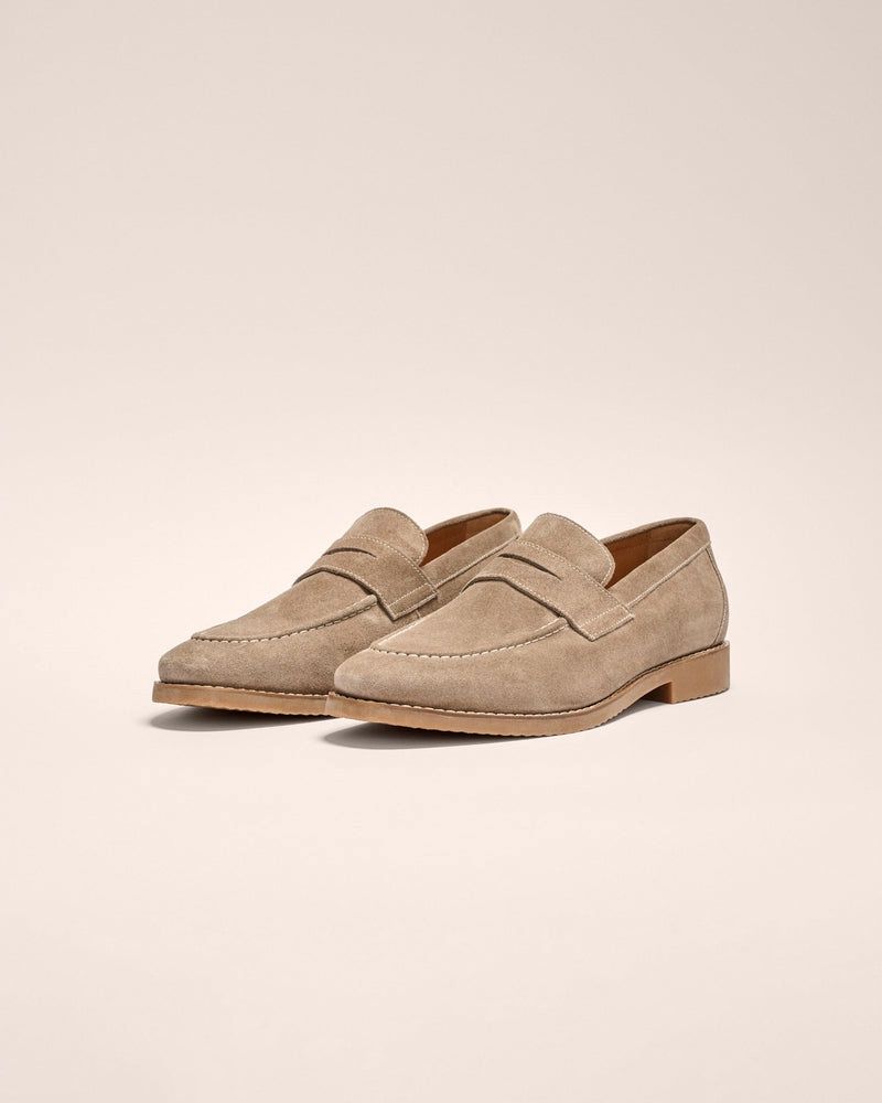 JFLEX PENNY SUEDE  LOAFER, Color: STONE, Size: 9.5