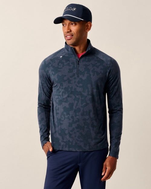 VIKTOR CAMO 1/4 ZIP PULLOVER, Color: NAVY, Size: M