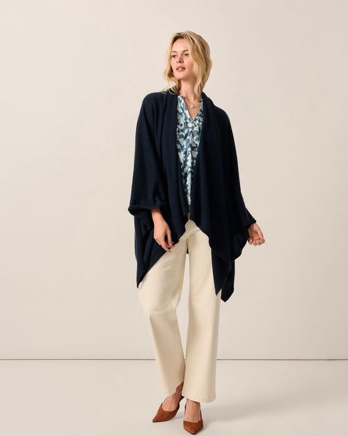 LOUISA CASHMERE BLEND WRAP, Color: OS, Size: NAVY