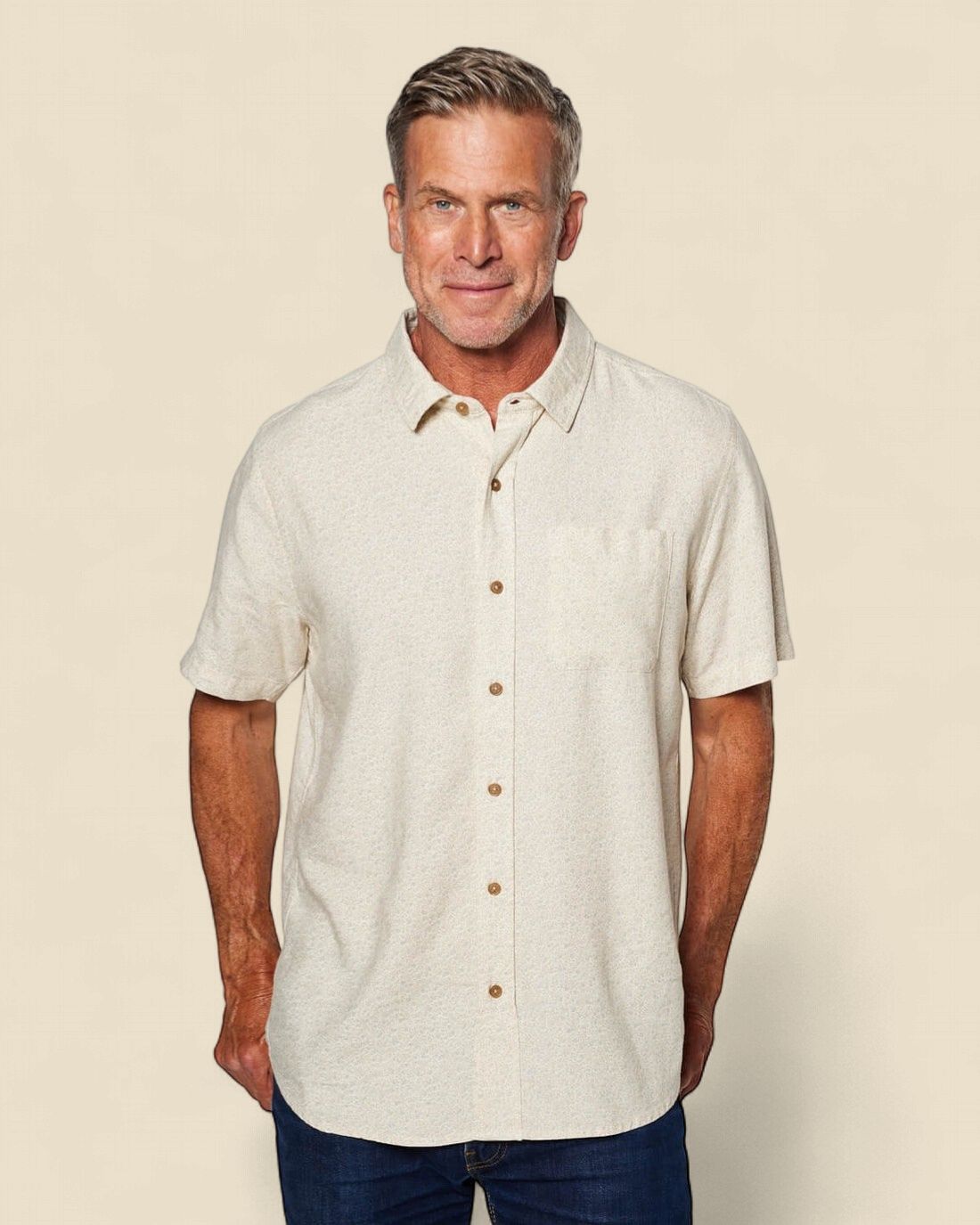 Coastline Cotton Shirt, Color: Natural Floral, Size: M