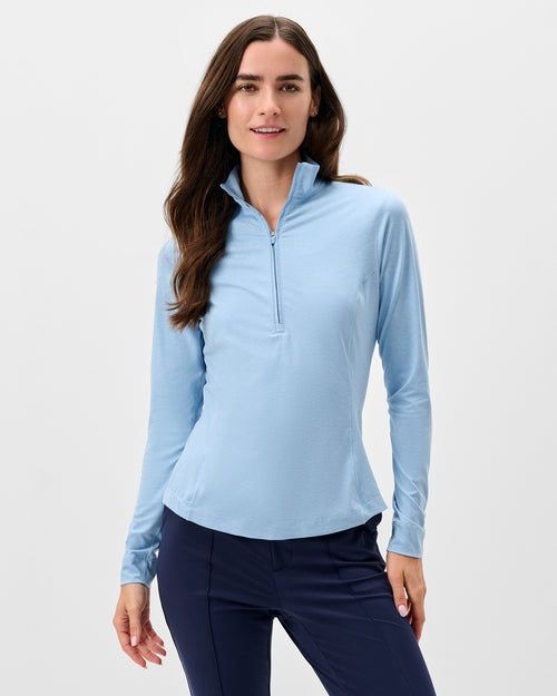 SUSIE  PERFORMANCE 1/4 ZIP PULLOVER, Color: GULF BLUE, Size: XS