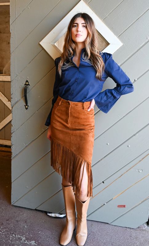 Leather Fringe Skirt - 000