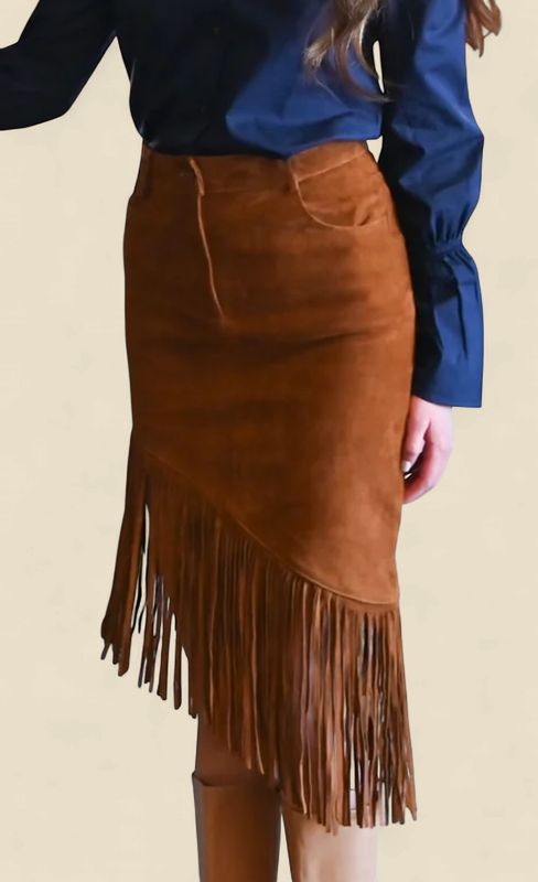 Leather Fringe Skirt - 000