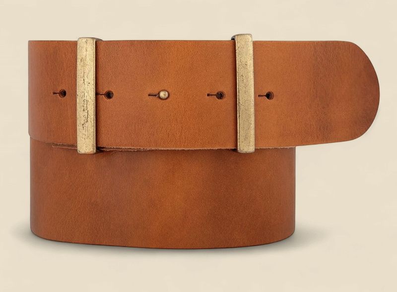 Julia | Wide Leather Waist Belt w/ Gold Accents