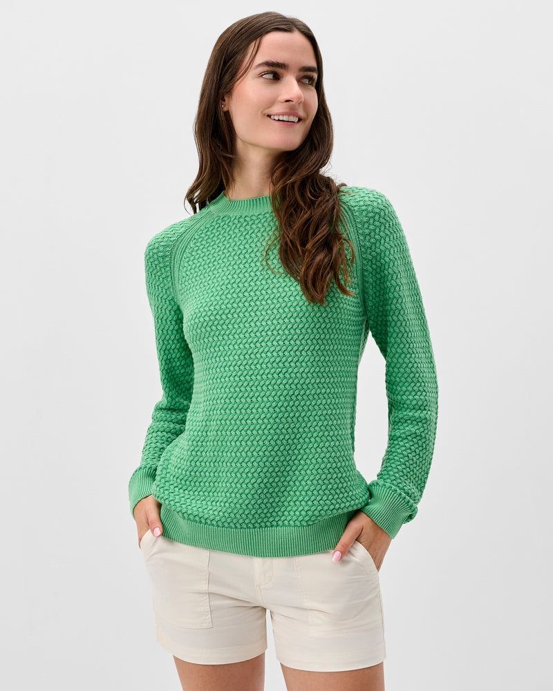 BRIDGET GARMET DYED CREWNECK SWEATER, Color: MING GREEN, Size: XS