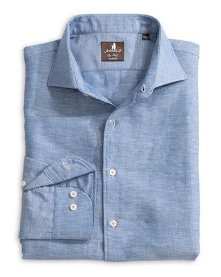 KODA TOP SHELF LINEN BUTTON DOWN, Color: LAGUNA BLUE, Size: M