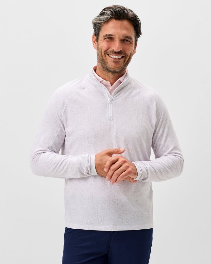 VIKTOR PRINTED CAMO 1/4 ZIP PULLOVER, Color: WHITE, Size: M