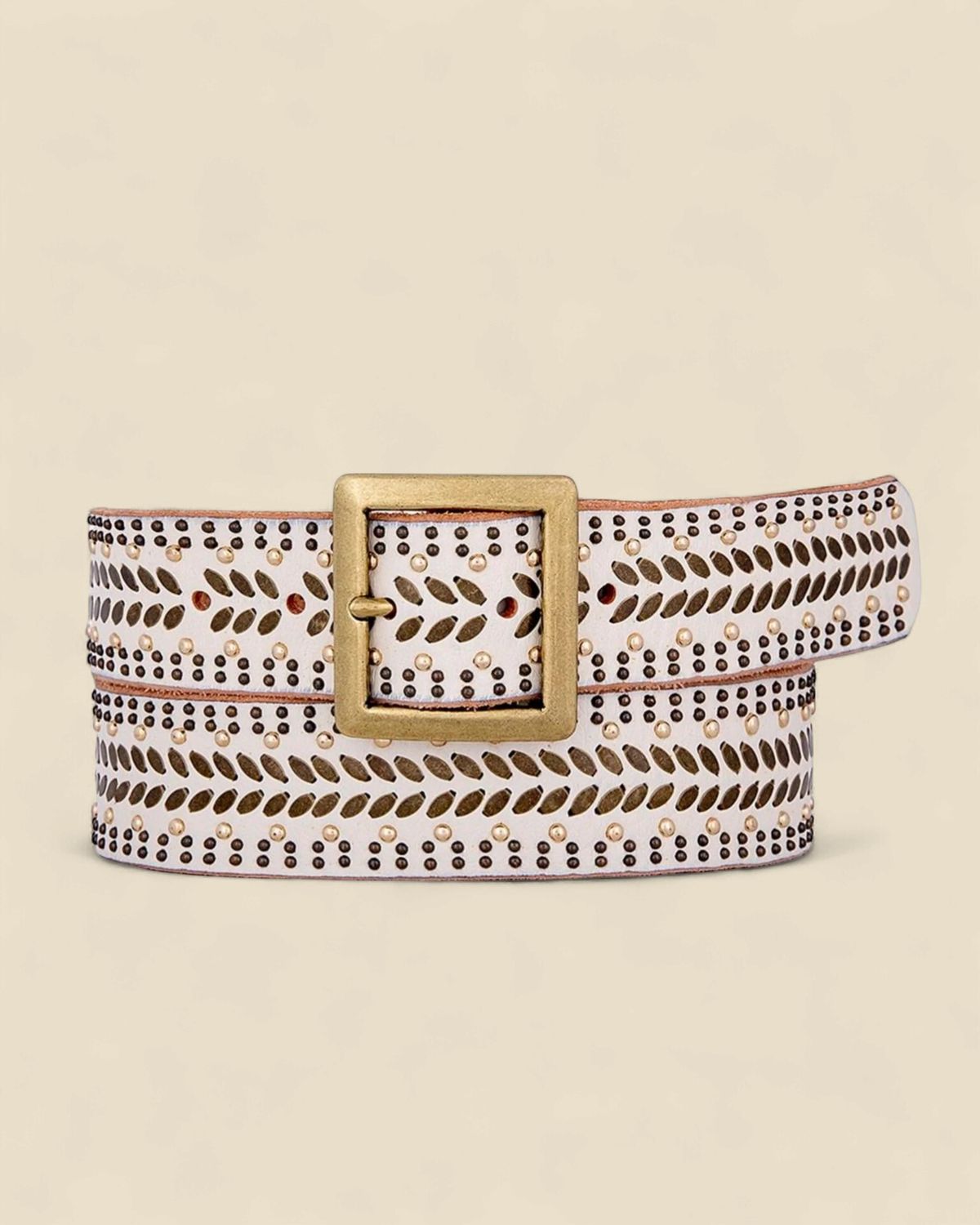 Ezra | Studded Leather Belt w/ Square Buckle
