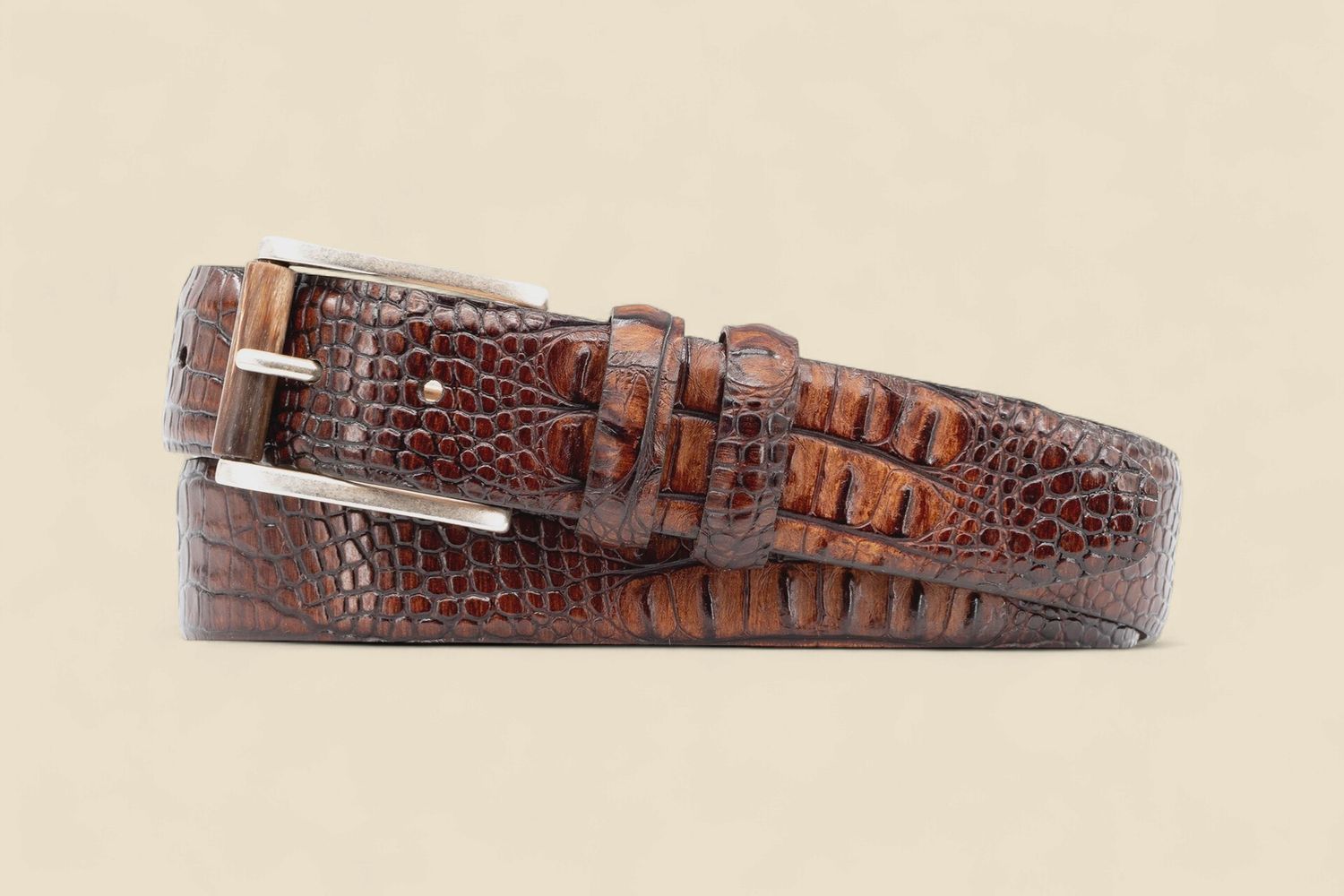 HADLEY BABY HORNBACK ALLIGATOR GRAIN BELT - WHISKEY, Color: Whiskey, Size: 32