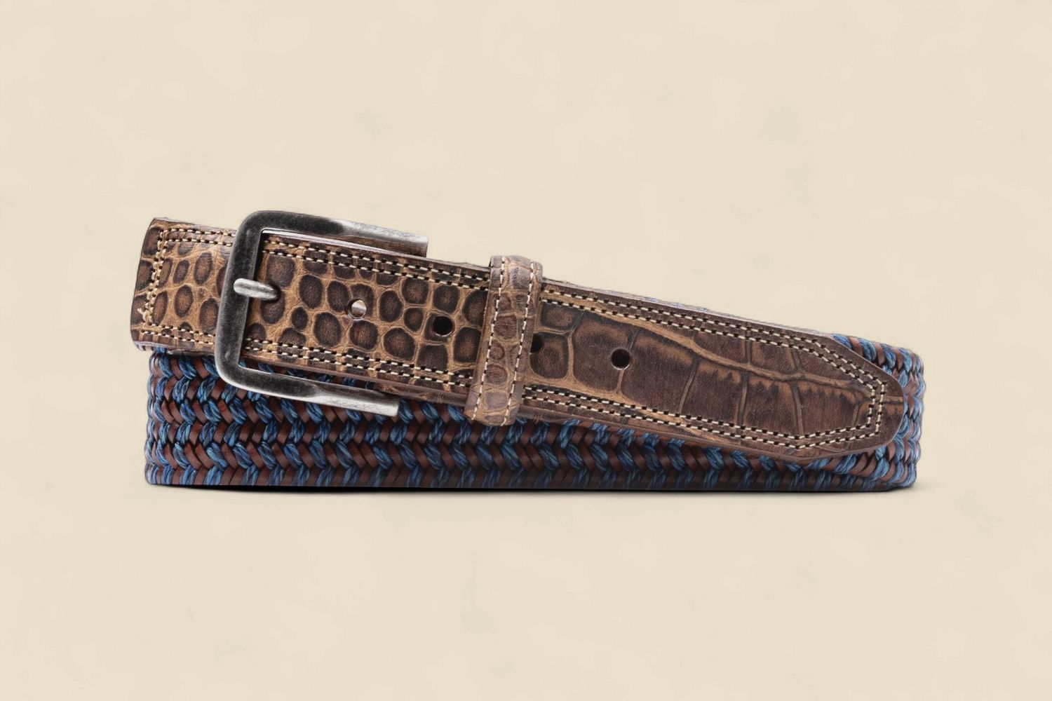 MADISON COTTON ELASTIC STRAP WITH ITALIAN ALLIGATOR TRIM BELT