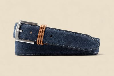 BERMUDA BRAID NUBUCK BELT - NAVY