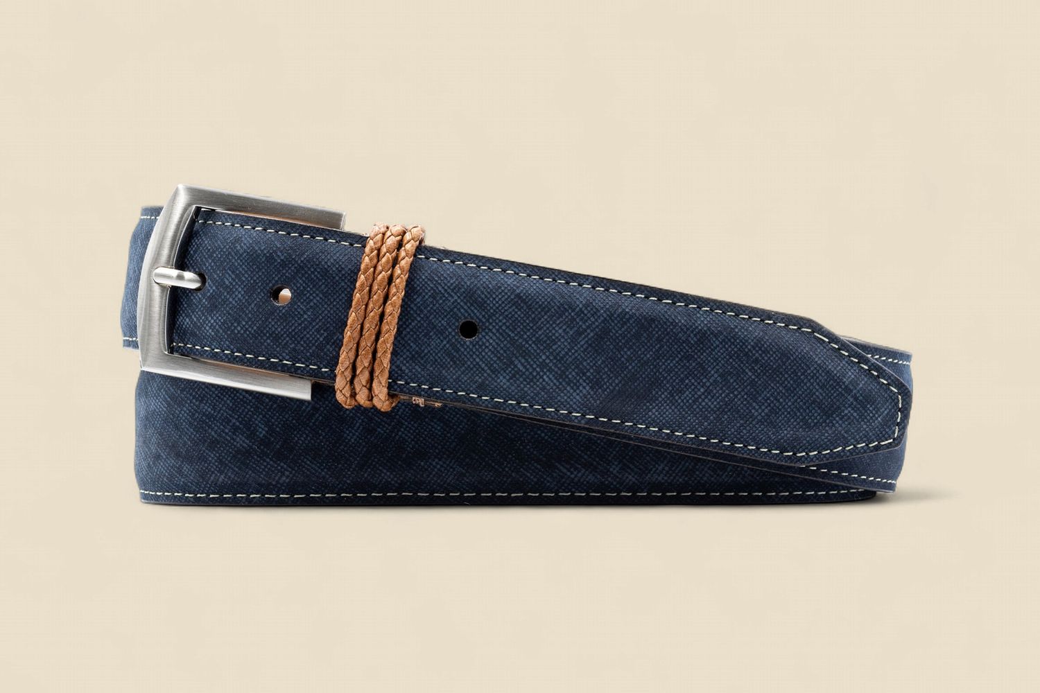 BERMUDA BRAID NUBUCK BELT - NAVY, Size: 32