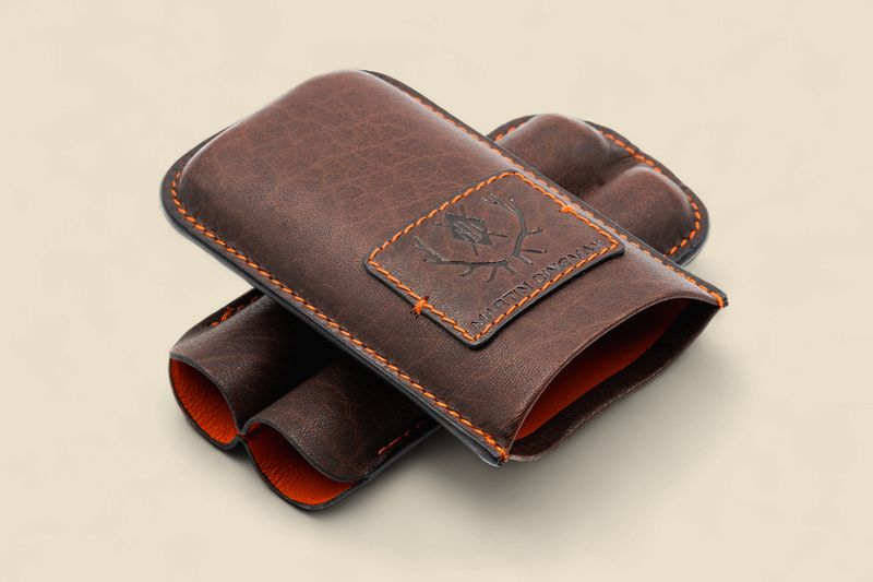 HAVANA SADDLE LEATHER CIGAR CASE - RUSSET