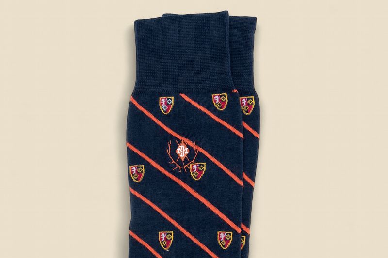 CLUB CHECK PERUVIAN PIMA COTON SOCKS - NAVY